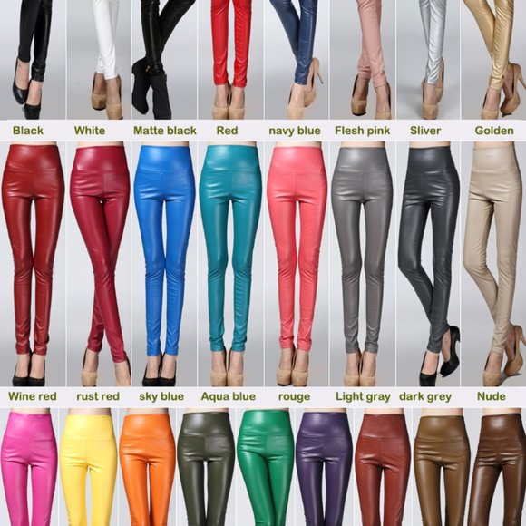 Autumn Winter Women Thin Velvet PU Leather Pant - Picture 5 of 6